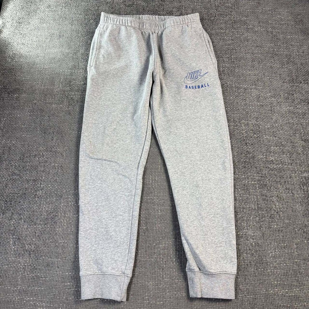 Nike Baseball Joggers Mens Medium Gray Fleece Tapered Sweatpants Athletic